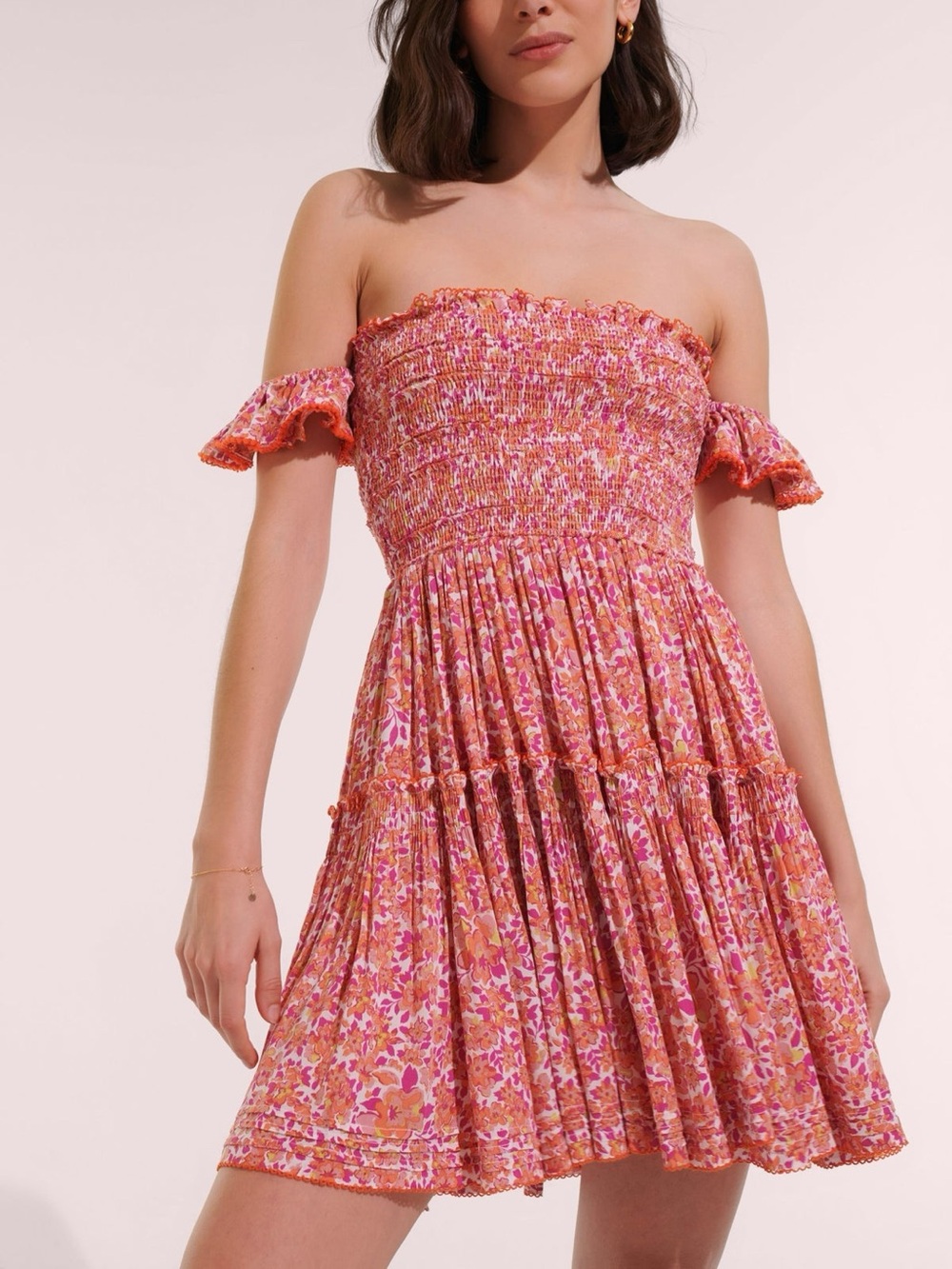 NWT Poupette St Barth Mini Dress Aurora - Pink Net. Size L